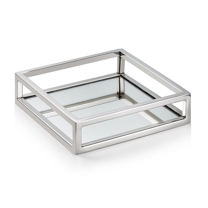 Classic Touch Mirrored Napkin Holder with Chrome Rails- Silver, 1 of 4