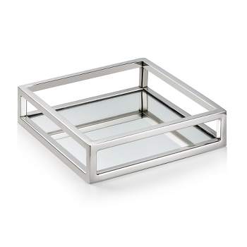 Classic Touch Mirrored Napkin Holder with Chrome Rails- Silver