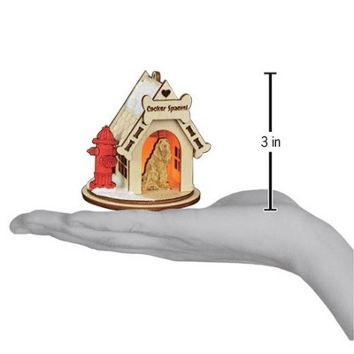 Wooden Cocker Spaniel Doghouse Ornament with Light