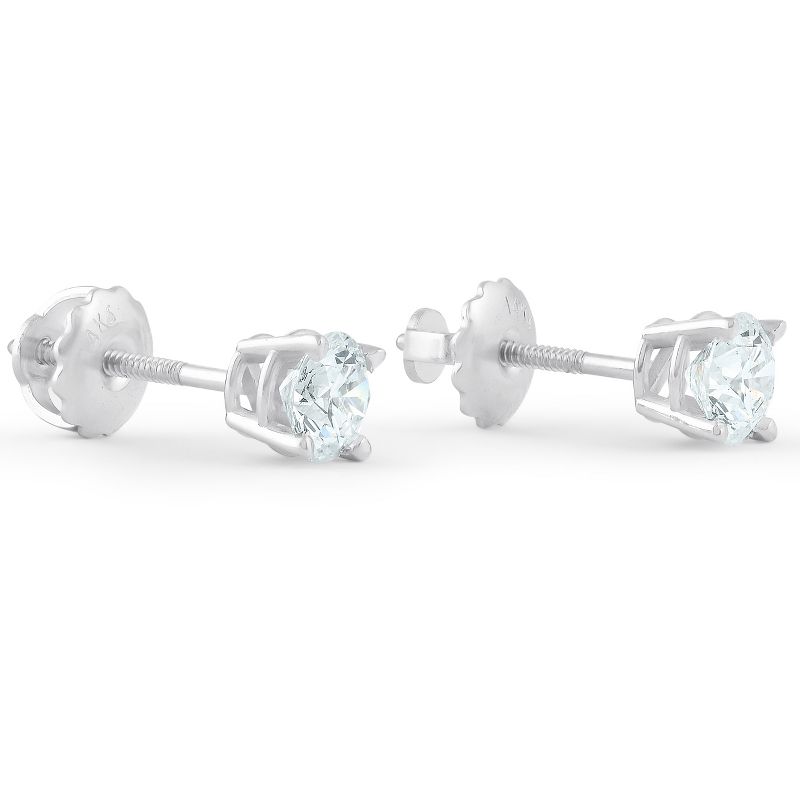 Pompeii3 1Ct TW Diamond Screw Back Studs in 14k White or Yellow Gold Lab Created, 2 of 5