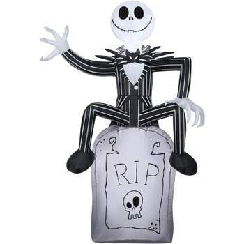Gemmy Airblown Inflatable Jack Skellington on Tombstone Disney, 3.5 ft Tall, Multicolored