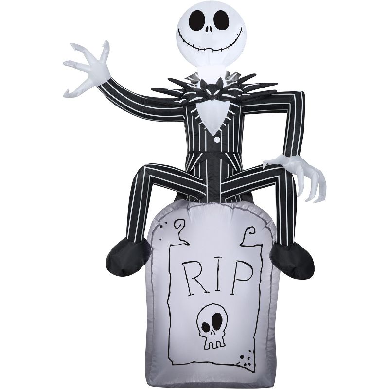 Gemmy Airblown Inflatable Jack Skellington on Tombstone Disney, 3.5 ft Tall, Multicolored, 1 of 7