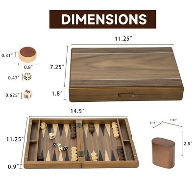 11-Inch Premium Wooden Folding Magnetic Backgammon Set