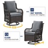 3-Piece Outdoor Patio Set with 2 Swivel Chairs, Tempered Glass Tabletop, Rattan Outdoor Furniture with Cushions for Patio Porch Backyard - 4 of 4