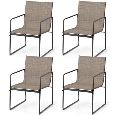 Tangkula Patio Chairs Set of 2/4, Outdoor Furniture Chairs w/ Ergonomic Backrest