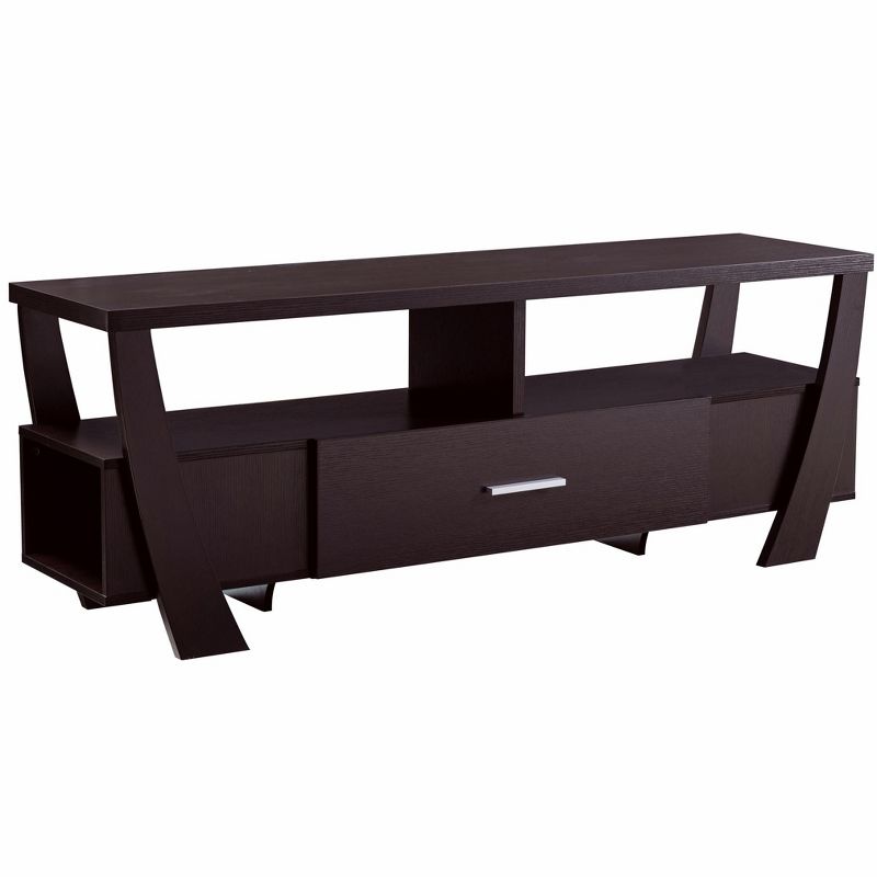 FC Design 60"W Contemporary TV Stand with Drawer and One Side Shelf in Red Cocoa Finish, 1 of 4