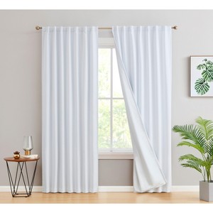 HLC.ME Hamilton 100% Full Blackout Lined Thermal Insulated Soundproof Window Curtain Rod Pocket Back Tab Panels, Set of 2 - 1 of 4