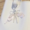 Anna-Kaci Pearl and Ribbon Bow Angel Keychain Charm with Crystal Details - Mauve Pink - 3 of 4