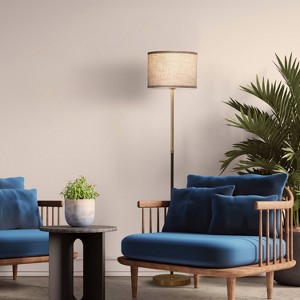 Brightech Emery Mid-Century (Includes LED Light Bulb) Floor Lamp Antiqued Brass - 1 of 4