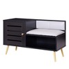 VECELO Shoe Bench with Storage for Entryway Removable Padded Cushion, Lourvered Door - 2 of 4
