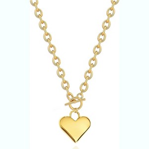 Gold Silver Heart Pendant Necklace Dainty Choker Love Jewelry for Women - 1 of 4