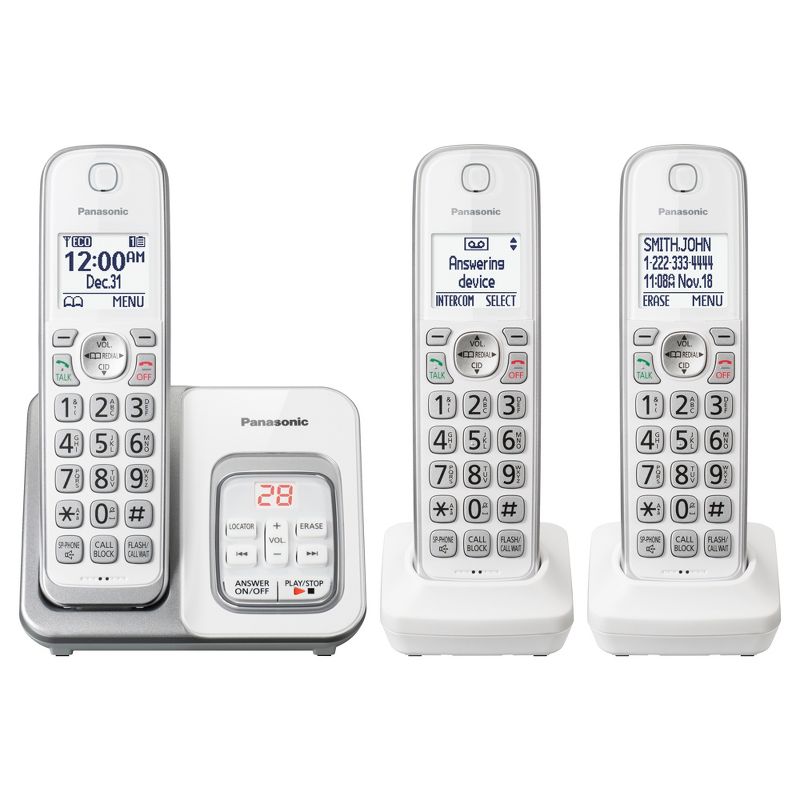 Panasonic Cordless Telephone with Digital Answering Machine 3 Handsets - White (KX-TGD533W), 2 of 4