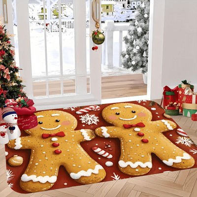 Lomsoe Welcome Christmas Indoor/Outdoor with Christmas Design,Soft Mat for Entryway, Kitchen, Flannel Carpet.