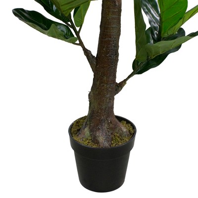 6.25' Potted Two Tone Green Artificial Fiddle Leaf Fig Tree
