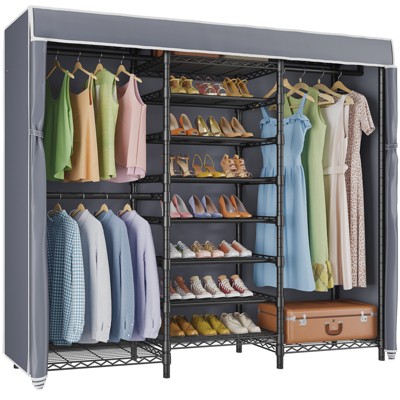 VIPEK S3C Heavy Duty Portable Closet with Adjustable Shoe Rack Wire Shelf, Custom Black Rack with Cover