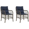 vidaXL Comfortable Poly Rattan Patio Chairs with Navy Cushions - Set of 2, UV and Weather-Resistant, Easy Clean Outdoor Seating - 2 of 4