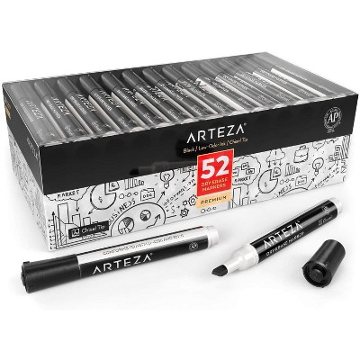 Arteza Dry Erase Markers, Chisel Tip, Black for School - 52 Pack (ARTZ-8414)