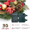 24 Inch Christmas Wreath for Front Door, Large Lighted Outdoor Xmas Wreath with 20 LED Lights Red Gold Xmas Balls for Fireplace Window Wall Decor - 4 of 4