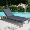 Modern Aluminum Dark Gray Patio Chaise Lounges with Water-Resistant Cushions, Foldable Outdoor Accent Chair-Christopher Knight Home Outdoor Furniture - 3 of 4