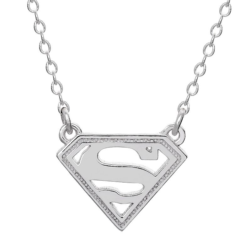 DC Comics Superman Superhero Logo Sterling Silver Pendant Necklace, 18'', 1 of 6