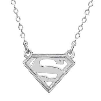DC Comics Superman Superhero Logo Sterling Silver Pendant Necklace, 18''