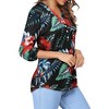 Nlife Women's Casual V Neck Floral Print 3/4 Length Sleeve Blouses Tropical Hawaiian Shirt Tops - 3 of 4