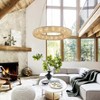 ALOADECOR Unique/Statement Soft Gold Wagon Wheel Chandelier With Crystal Beads Accents - 2 of 4