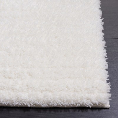 Ivory Square Shag Rug 6'7" x 6'7" Synthetic