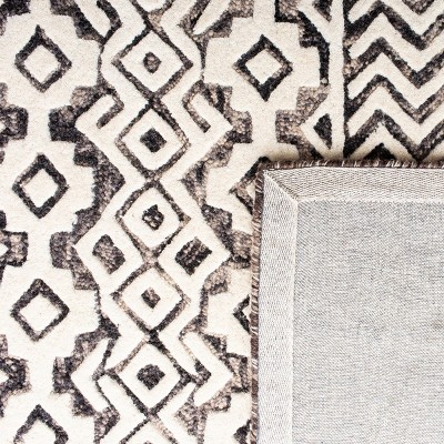 Ivory Abstract Handmade Wool Square Tufted Rug - 6' x 6'