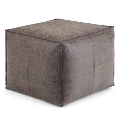 Dante Square Pouf Distressed Brown - WyndenHall