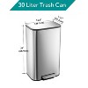 TackView 8 Gal Stainless Steel Kitchen Trash Can,Step On Rectangular Trash Can with Lid Foot Pedal & Inner Bucket,30 L Garbage Can - 3 of 4