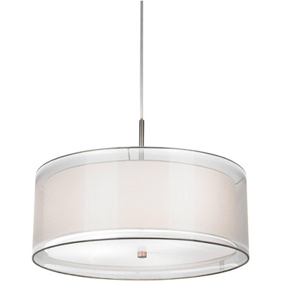 Possini Euro Design Layne Brushed Nickel Pendant Light 19 1/4 Wide Modern  Organza Outer Glass Inner Drum Shade For Dining Room House Kitchen Island :  Target