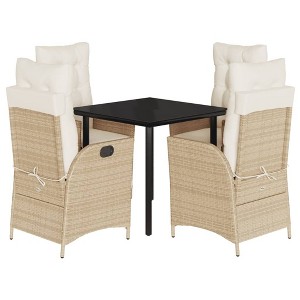 vidaXL Garden Dining Set Beige, Black, Cream White - 1 of 4