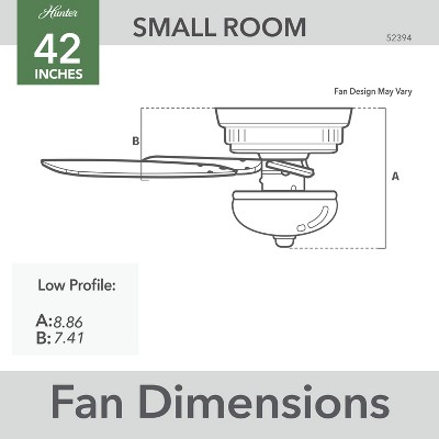 42" Matte Black Low Profile Ceiling Fan with LED Light and Remote