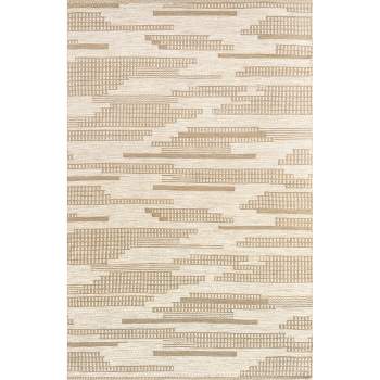 nuLOOM Maddy Abstract Lined Indoor/Outdoor Patio Area Rug, 5' x 8', Beige
