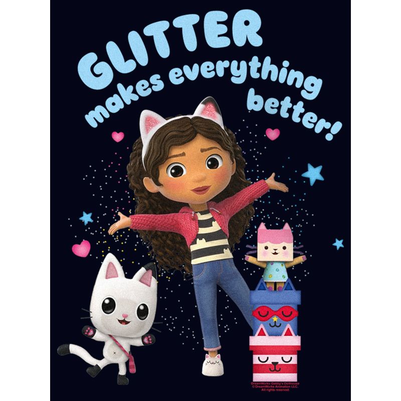 Girl's DreamWorks: Gabby's Dollhouse Glitter Makes Everything Better Group T-Shirt, 2 of 5
