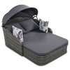 FURNIinspire Patio Chaise Lounges Outdoor Sunbed With Adjustable Canopy, Patio Chaise Lounge For 2, Rattan Daybed, Gray, 79.9“*52.4"*49.6" - 2 of 4