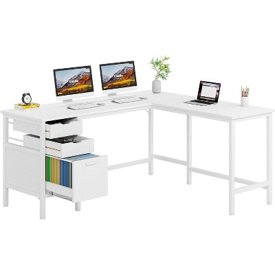 Tribesigns L-shaped Computer Desk White : Target