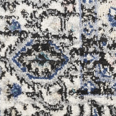 Black Ivory Floral Synthetic 8' x 10' Non-slip Rug