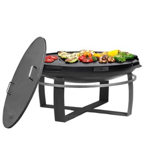 Good Directions Viking 32" Outdoor Fire Pit with Grill Plate and Cover Lid Black - 1 of 4