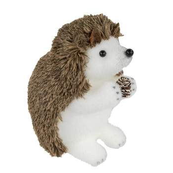 Northlight 6" Brown and White Standing Hedgehog Christmas Tabletop Decor