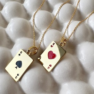 Queen of Hearts or Spade Playing Card Necklace in Gold or Silver - Honeycat - 1 of 4