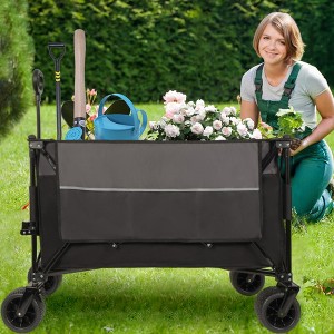 Whisen Extra Large  Heavy-Duty Folding Wagon Cart with 480lbs Capacity with All-Terrain Wheels, Side Pockets - 1 of 4