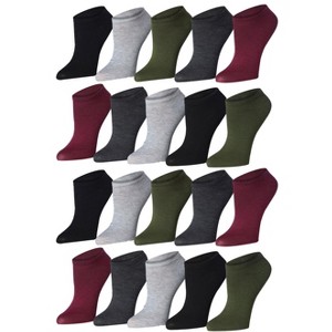 Tipi Toe Women's 20 Pairs Sleek Maroon Color Patterned Low Cut/No Show Socks - 1 of 4