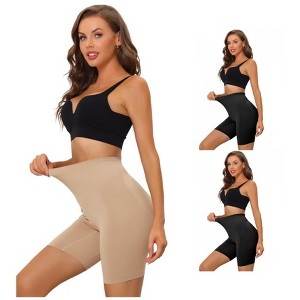 Allegra K Women's High Waisted Shapewear Slip Shorts Thigh Slimmers Tummy Control Panties 3 Packs - 1 of 4
