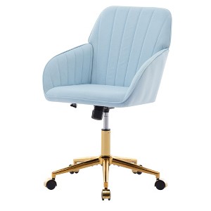 NicBex Adjustable Height Ergonomic Home Office Chair with Golden Metal Base and Wheels for Work Study Vanity,Bedroom - 1 of 4