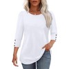 Women's 3/4 Sleeve Button Dressy Blouse Casual Round Neck Tops Summer Outfits Beach Plus Size Flowy Spring Shirt - 2 of 4
