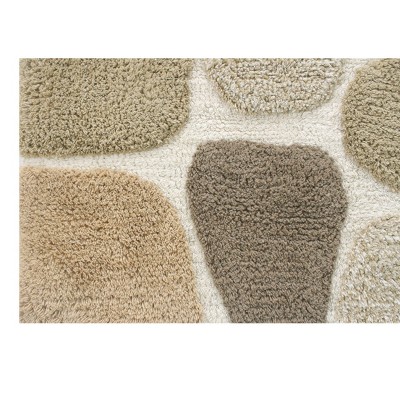 Pebble Pattern Beige and Brown Cotton Bath Rug Set
