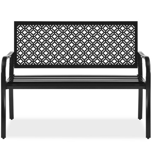 Best Choice Products Indoor Outdoor Steel Garden Bench W Geometric Backrest Foot Levelers Black Target