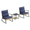 Sonkuki 3-Piece Patio Bistro Set, Rocking Chair Modern Patio Furniture Sets with Side Table and Cushions - 2 of 4